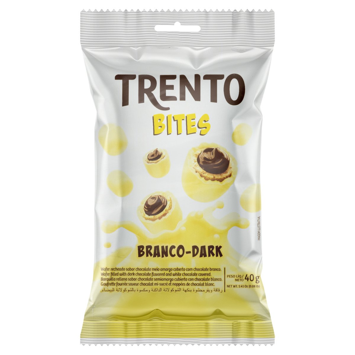 Wafer Branco Dark Trento Bites Pacote 40g