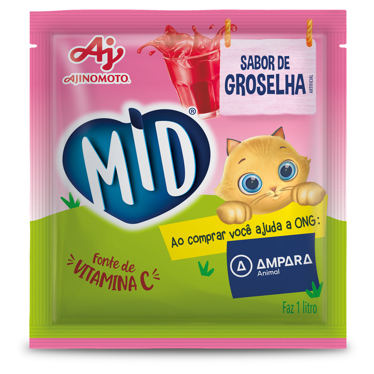 Refresco em Pó Groselha Mid Pacote 20g