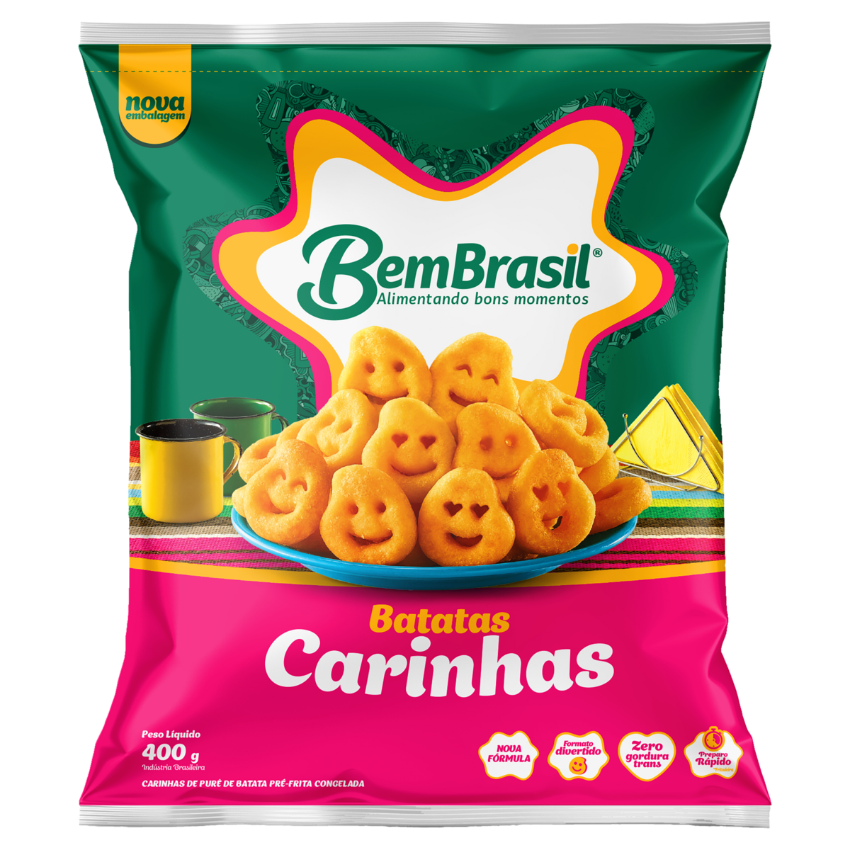 Batata Pré-Frita Carinhas Congelada Bem Brasil Pacote 400g