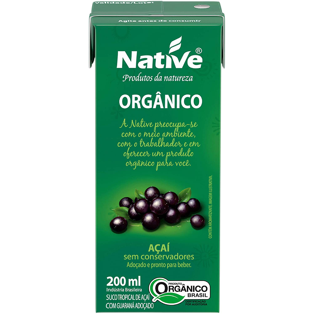 Suco Orgânico NATIVE Sabor Açaí com Guaraná 200ml