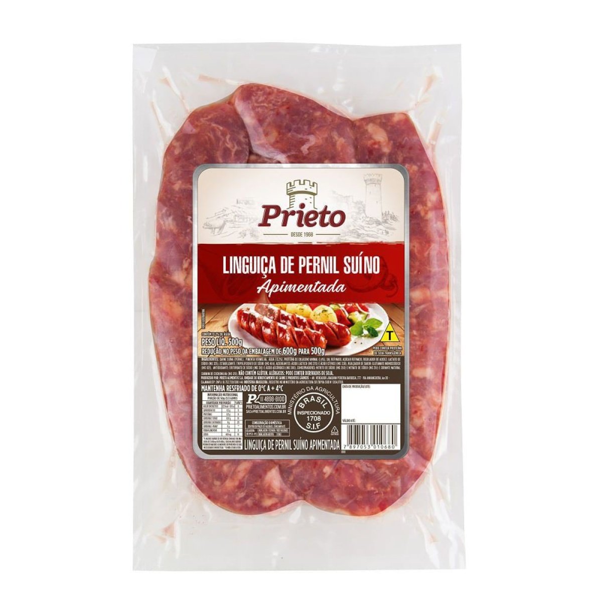 Linguiça de Pernil Suíno Apimentada Prieto 500g