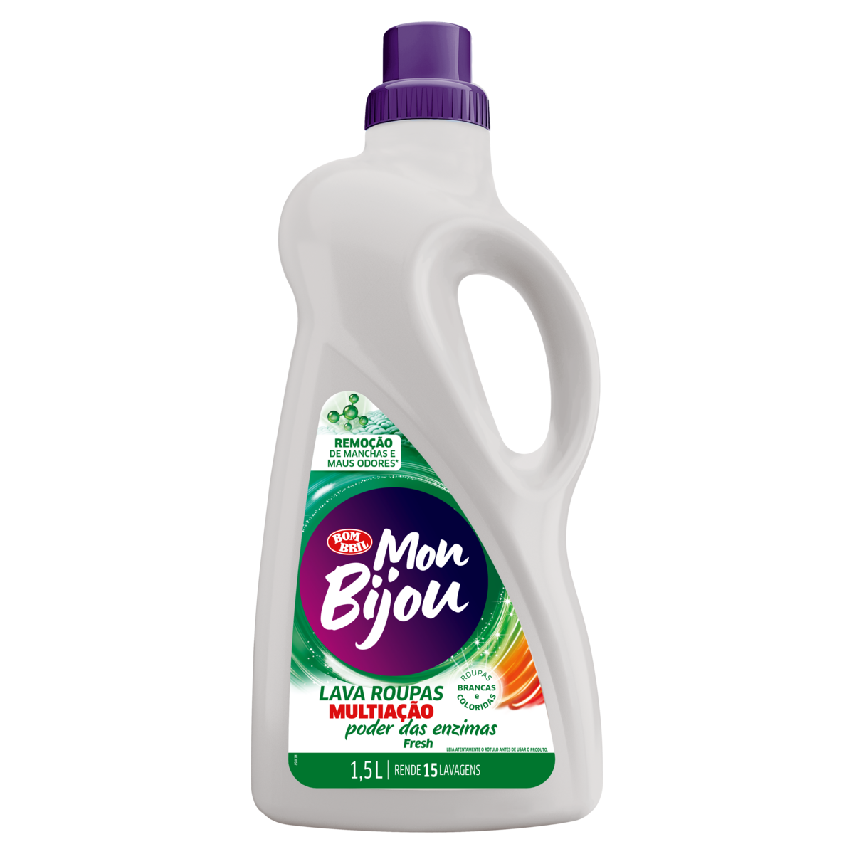 Lava-Roupas Líquido Roupas Brancas e Coloridas Fresh Mon Bijou Multiação Frasco 1,5l