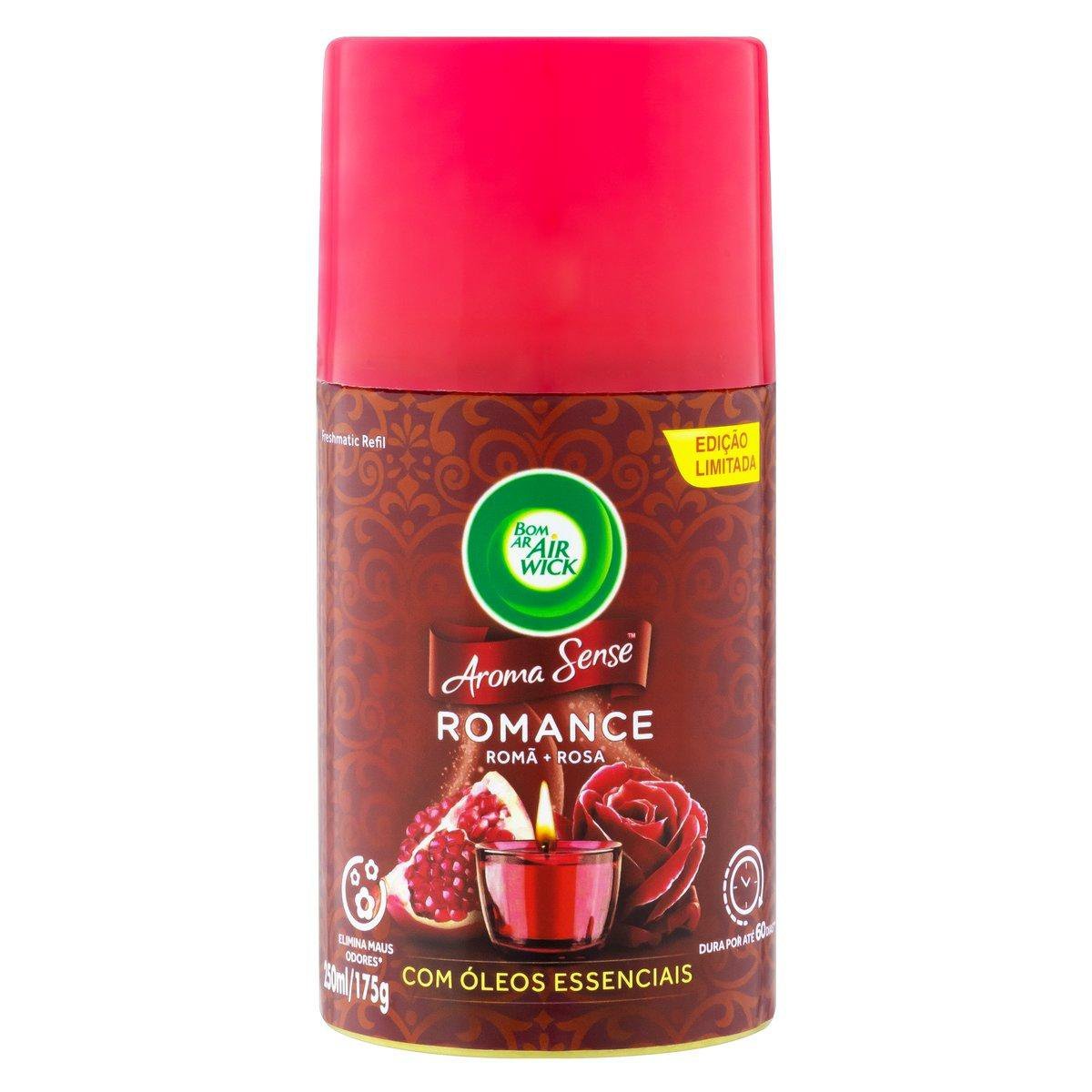 Neutralizador de Odores Romance Freshmatic Bom Ar Air Wick Aroma Sense Frasco 250ml Spray Refil
