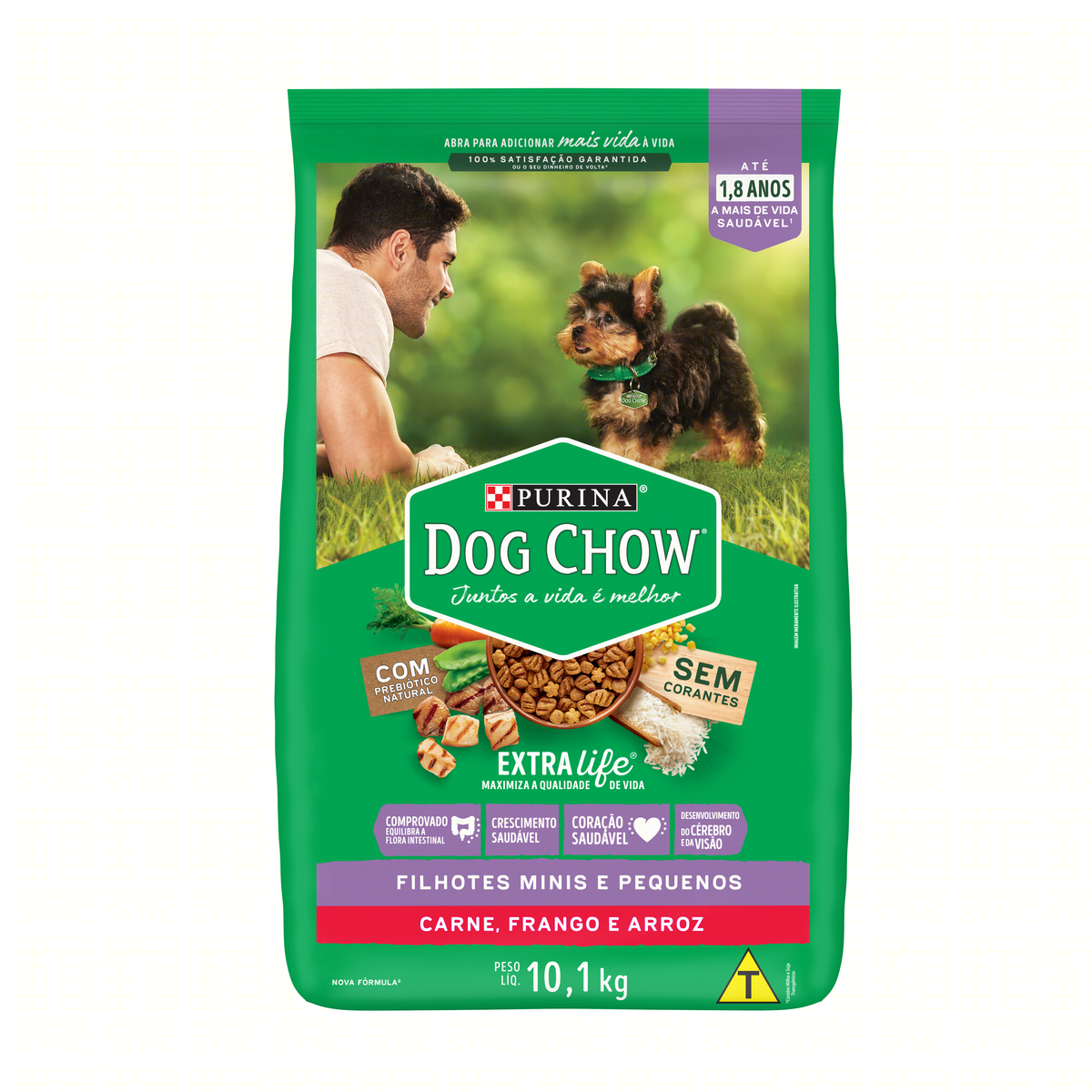 Alimento para Cães Filhotes Raças Minis e Pequenas Carne, Frango e Arroz Purina Dog Chow Extra Life Pacote 10,1kg