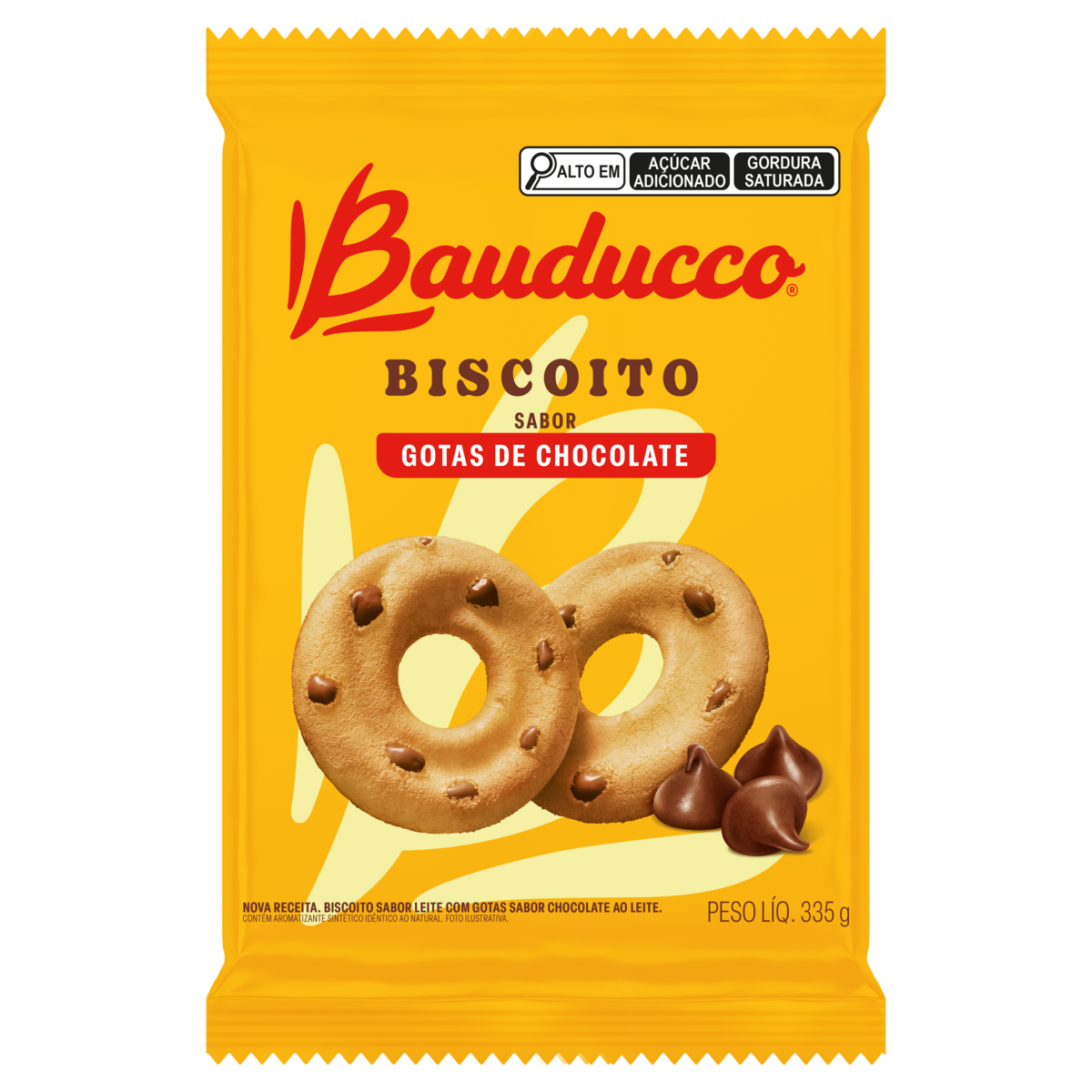 Biscoito Leite com Gotas de Chocolate Bauducco Pacote 335g