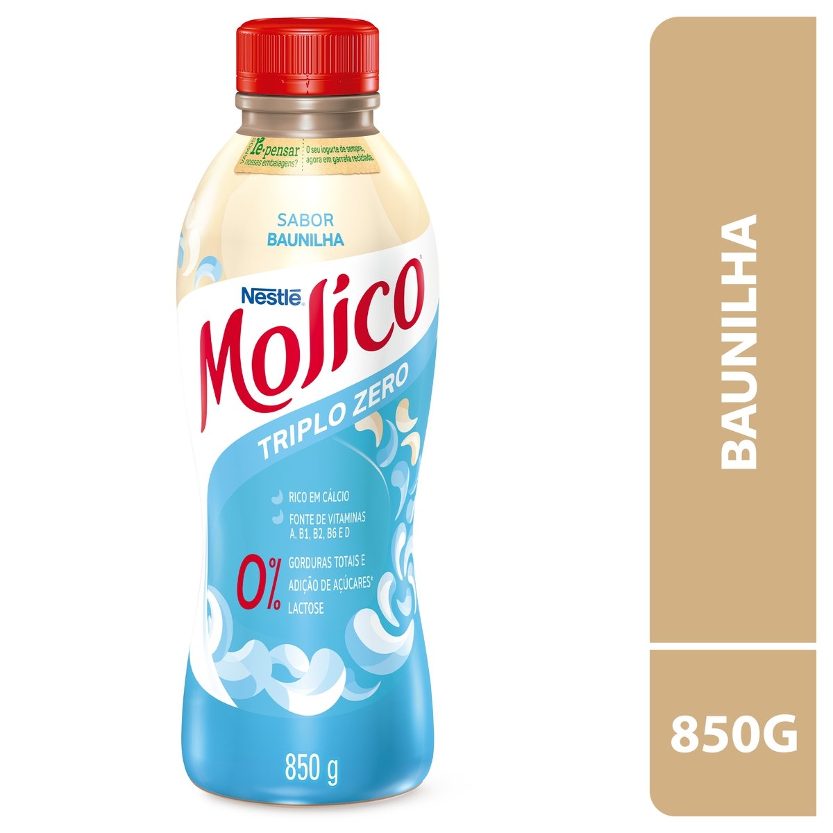 Iogurte Desnatado Baunilha Zero Lactose Molico Garrafa 850g