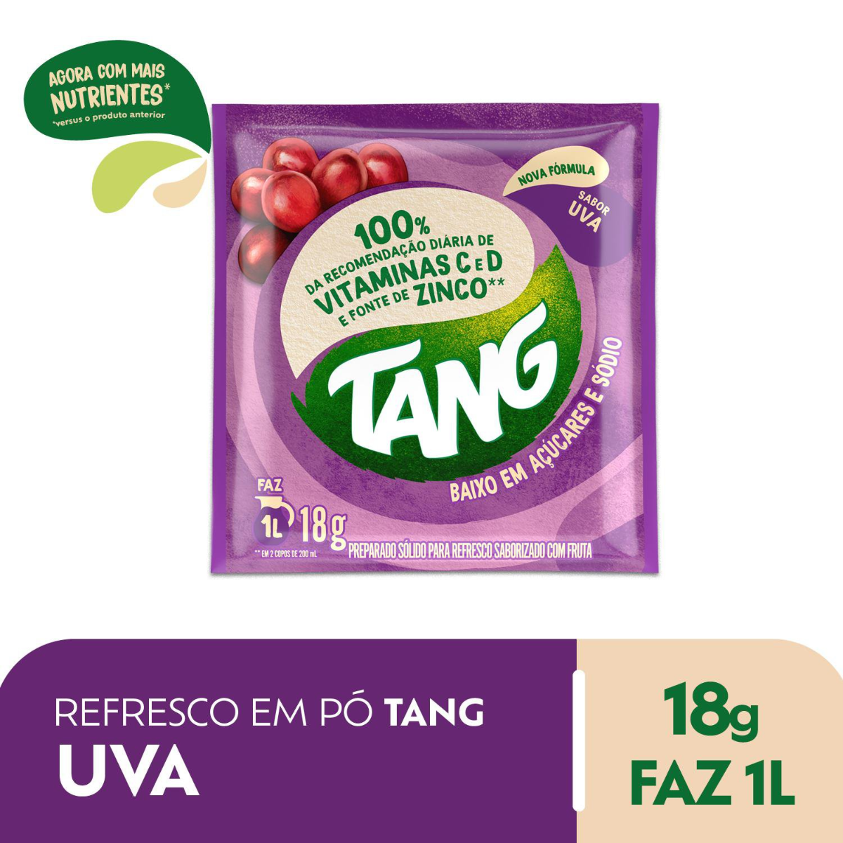 Refresco em Pó Uva Tang Pacote 18g
