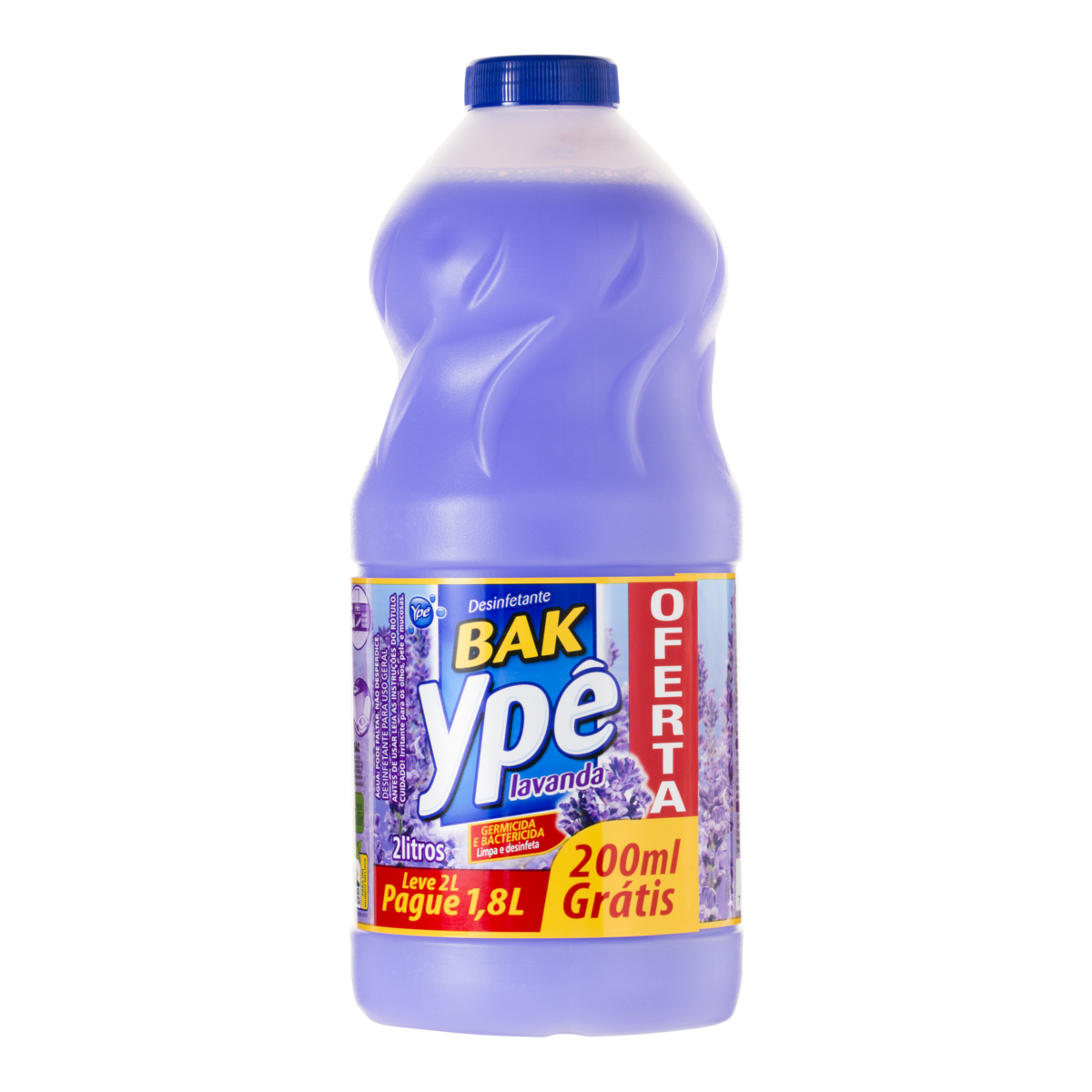Desinfetante Uso Geral Lavanda Ypê Bak Frasco Leve 2l Pague 1,8l
