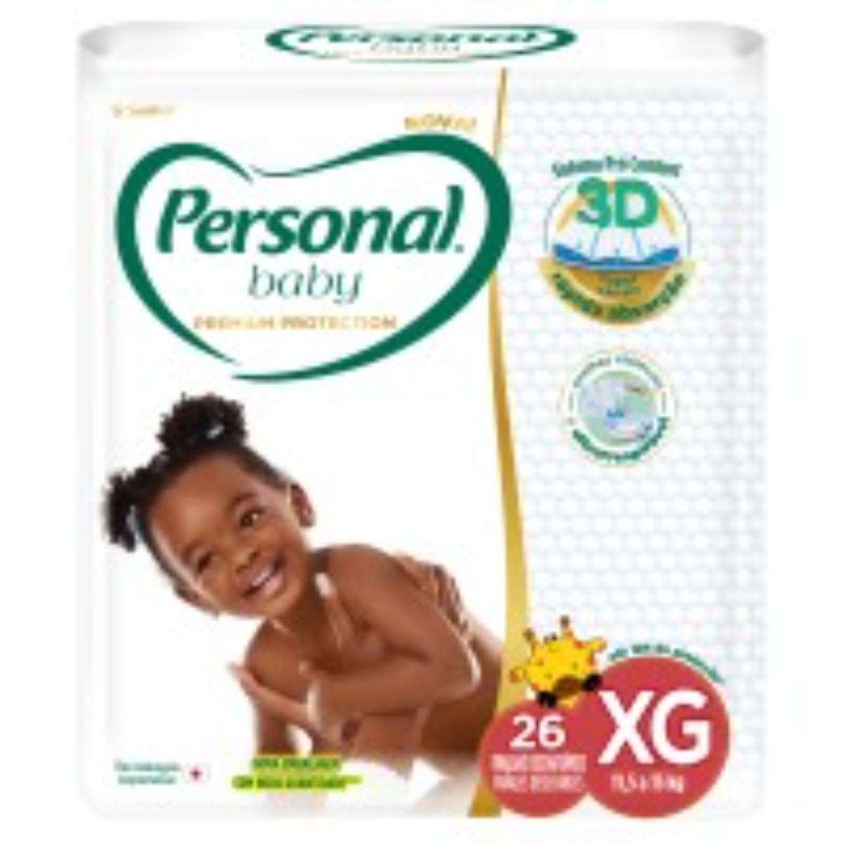 Fralda Descartável Personal Baby Premium Protection XG Pacote 26 Unidades