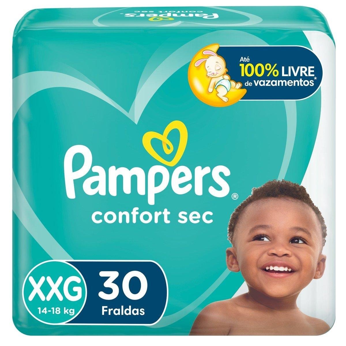 Fralda Descartável Infantil Pampers Confort Sec XXG Pacote 30 Unidades