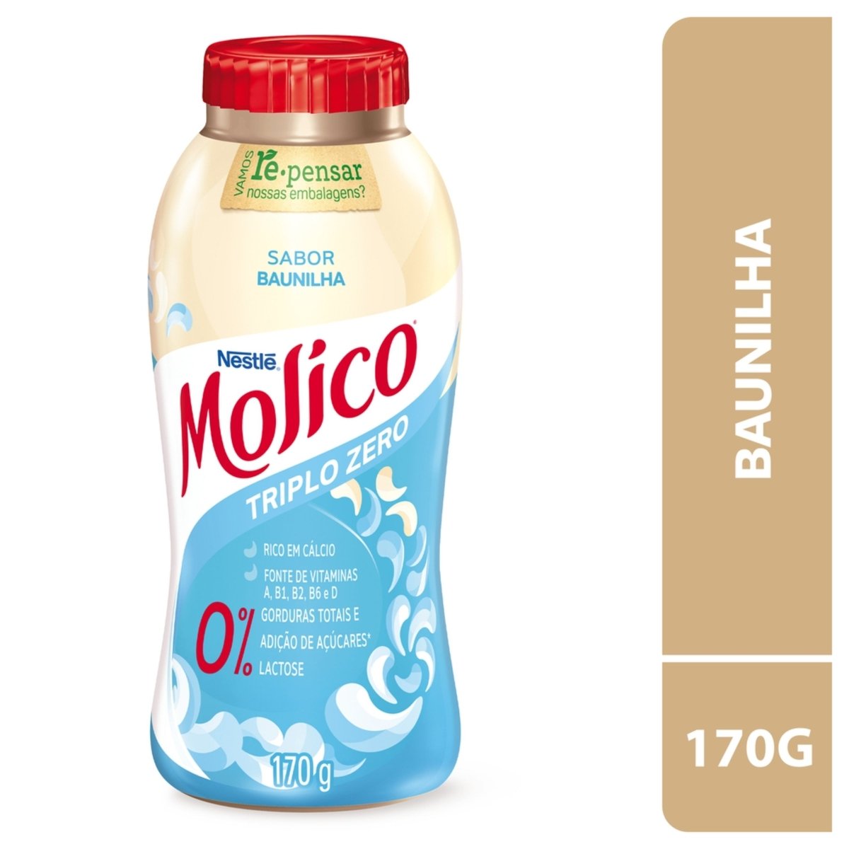 Iogurte Desnatado Baunilha Zero Lactose Molico Frasco 170g