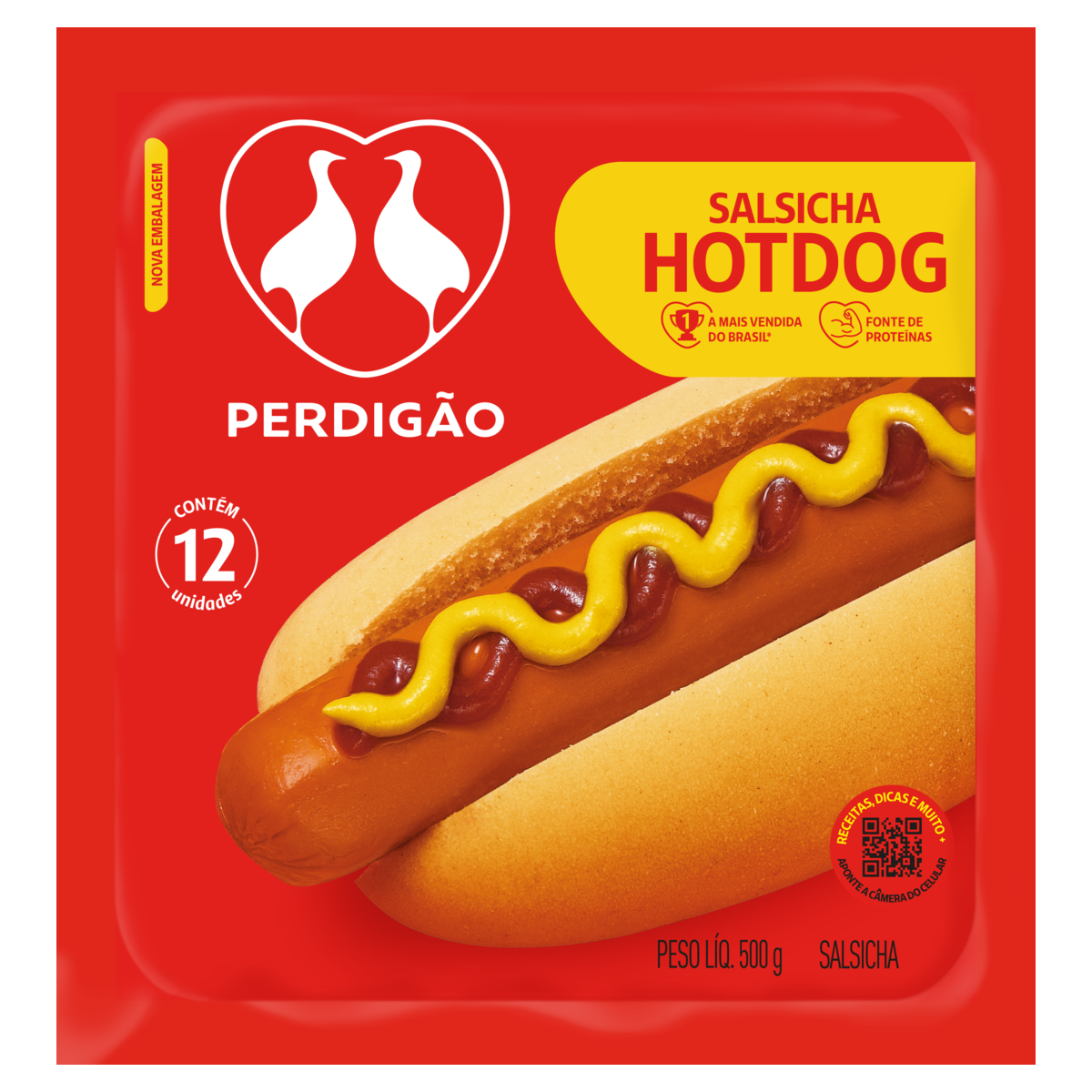 Salsicha Hot-Dog Perdigão 500g 12 Unidades