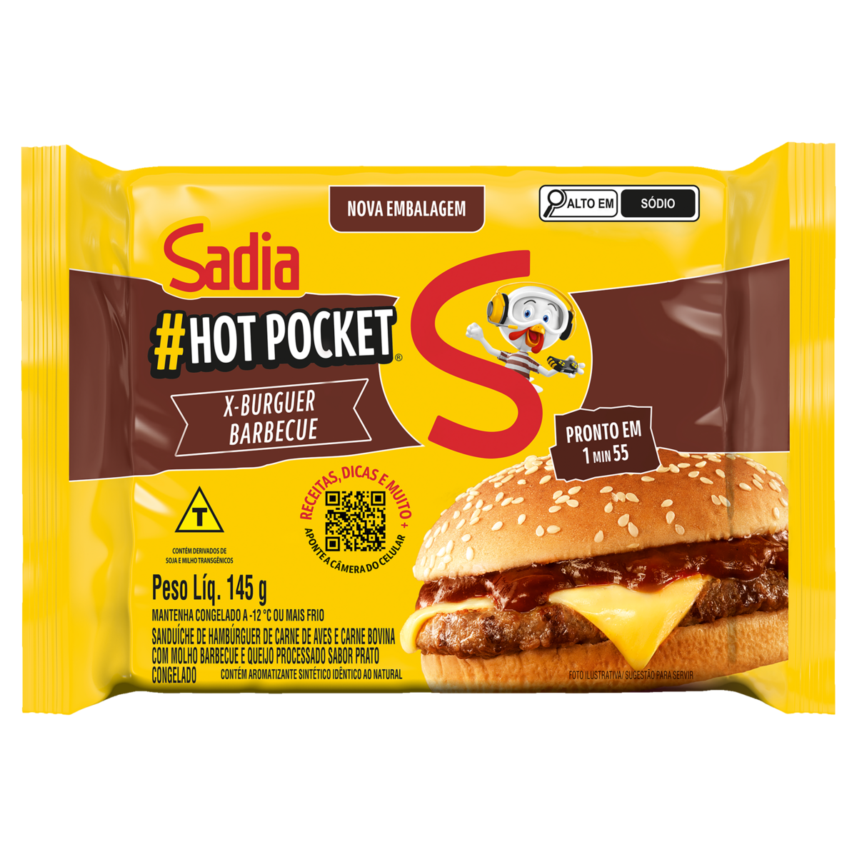Sanduíche Congelado X-Burguer Barbecue Sadia Hot Pocket Pacote 145g