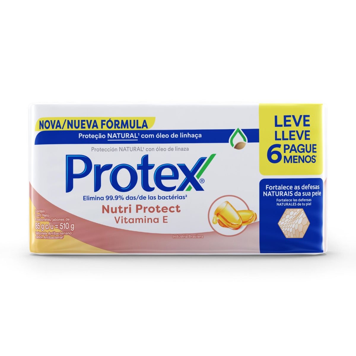 Sabonete Antibacteriano em Barra Protex Nutri Protect Vitamina E 85g Promo 6un c/ Desconto