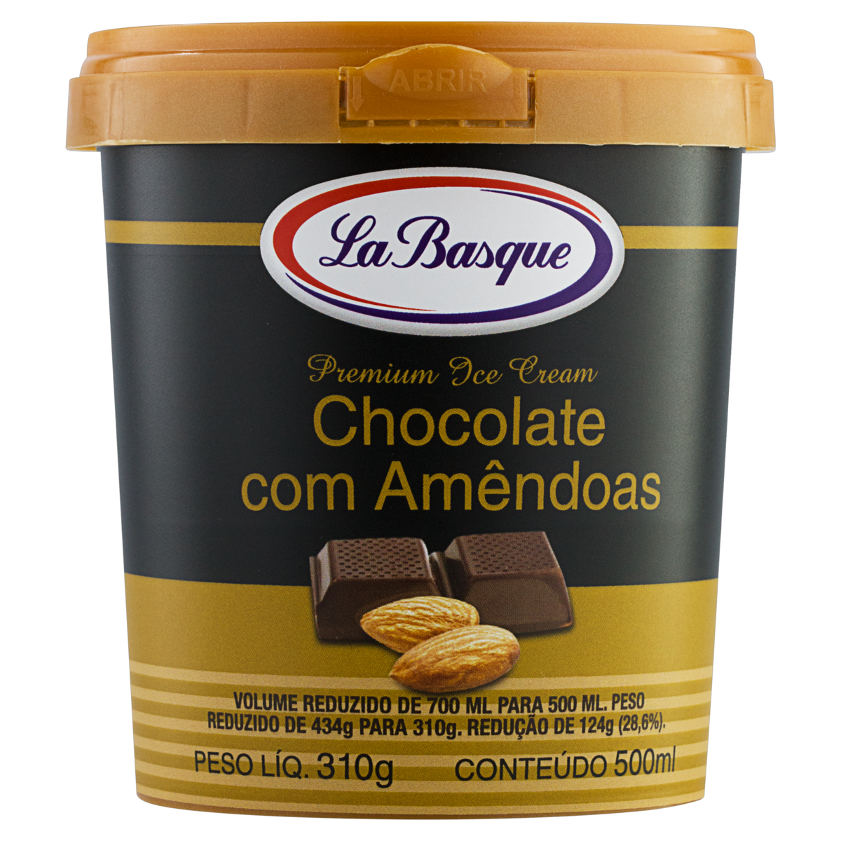 Sorvete Chocolate com Amêndoas La Basque Premium Ice Cream Pote 500ml