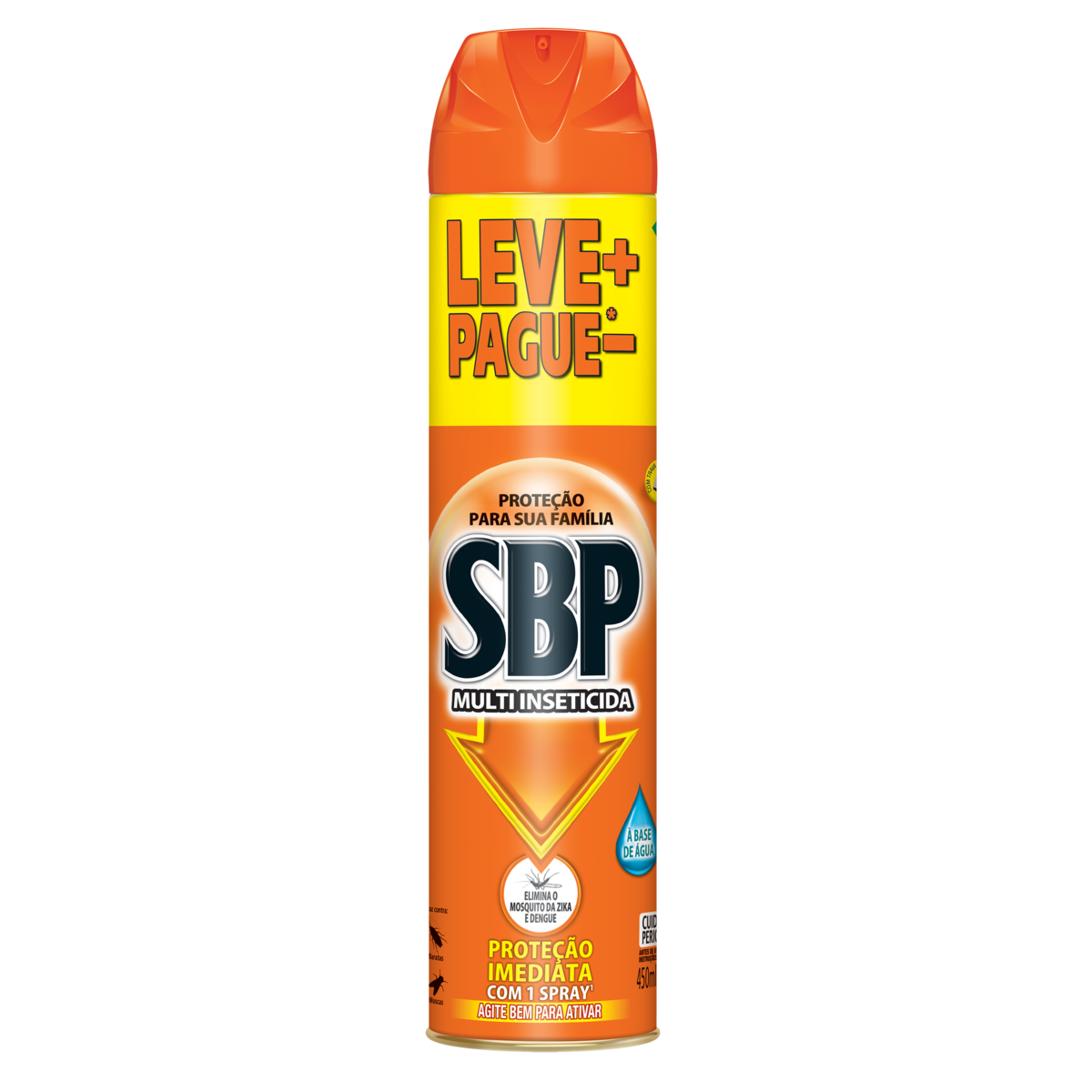Multi-Inseticida Aerossol Base Água SBP Frasco 450ml Spray Leve Mais Pague Menos