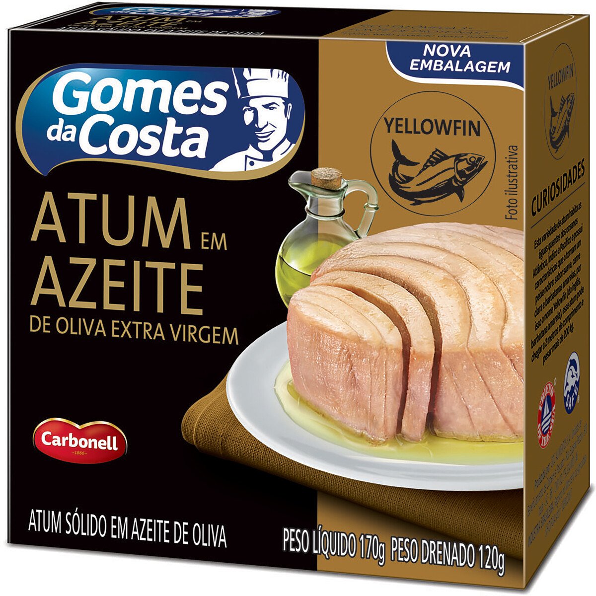Atum Sólido em Azeite de Oliva Gomes da Costa Caixa 170g