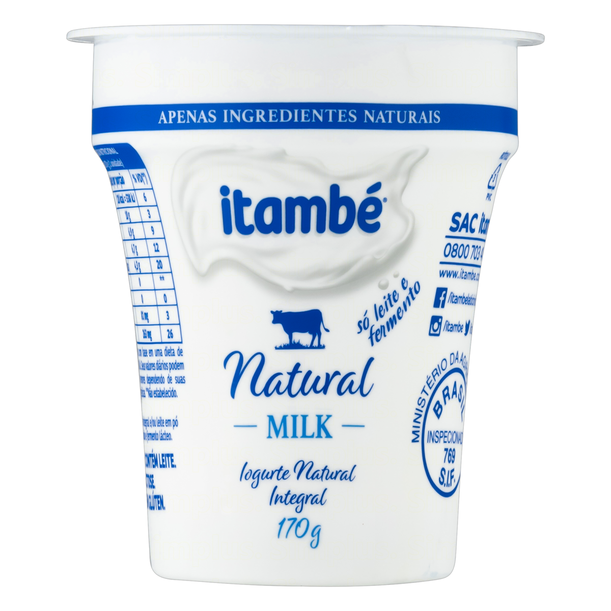 Iogurte Integral Itambé Natural Milk Copo 170g