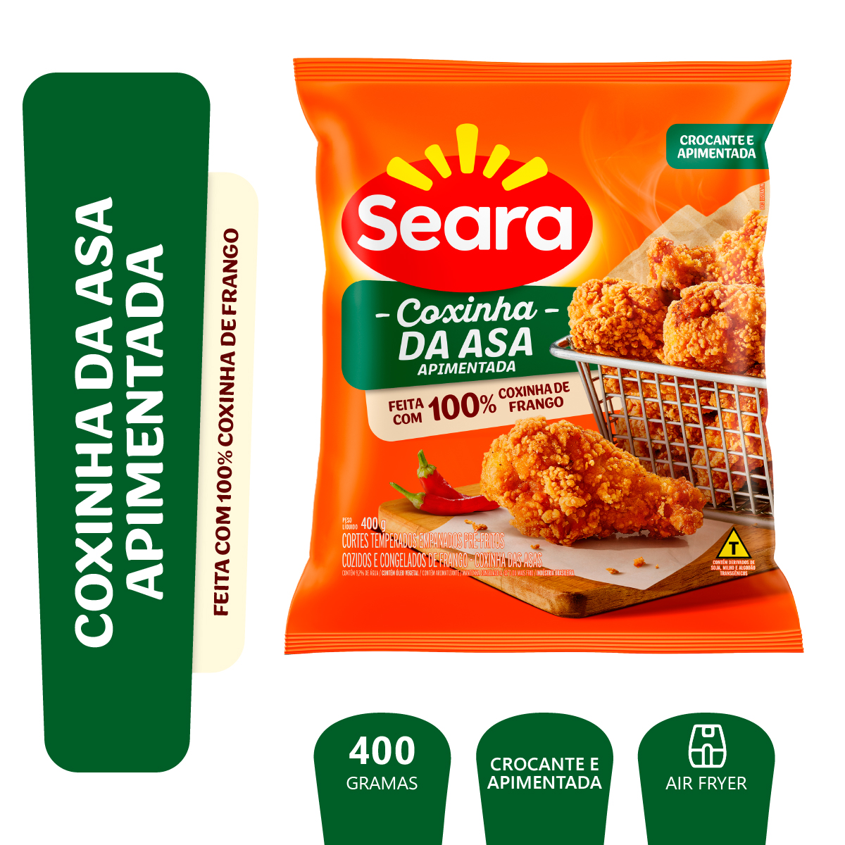 Empanado de Frango Coxinha da Asa Apimentada Seara Pacote 400g