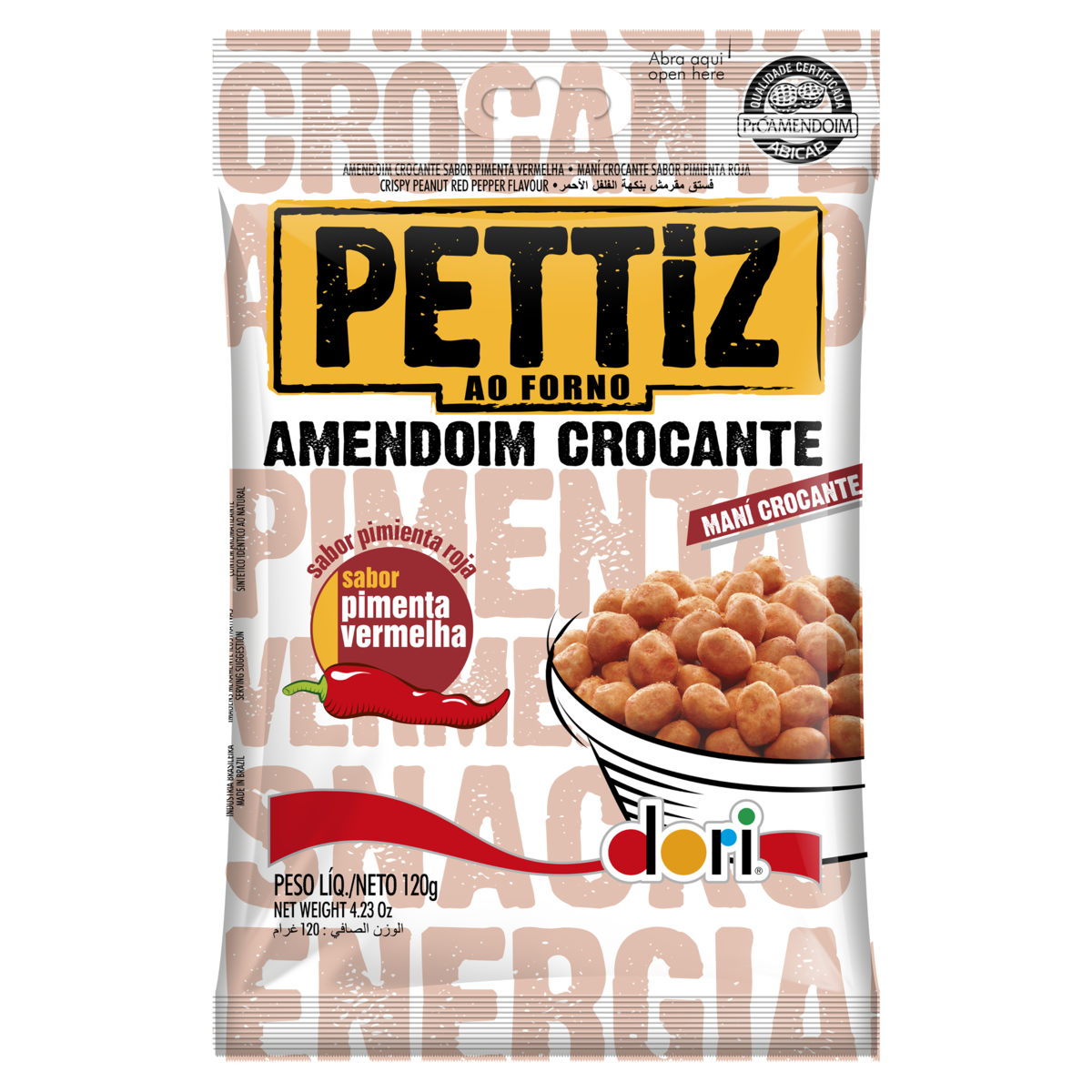Amendoim Crocante Pimenta-Vermelha Dori Pettiz Pacote 120g
