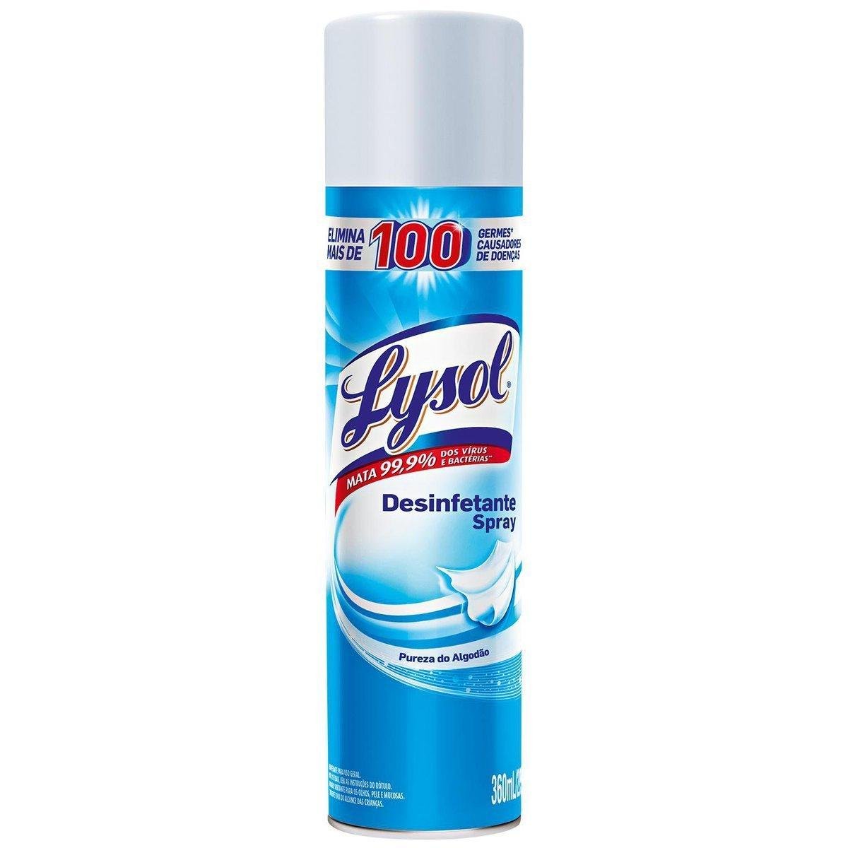 Desinfetante Aerossol Uso Geral Pureza do Algodão Lysol Frasco 360ml Spray