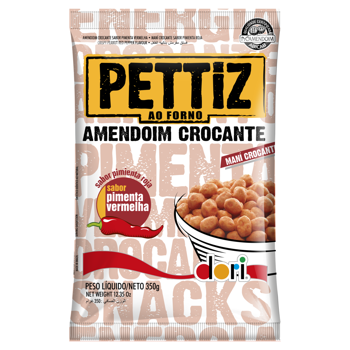 Amendoim Crocante Pimenta-Vermelha Dori Pettiz Pacote 350g