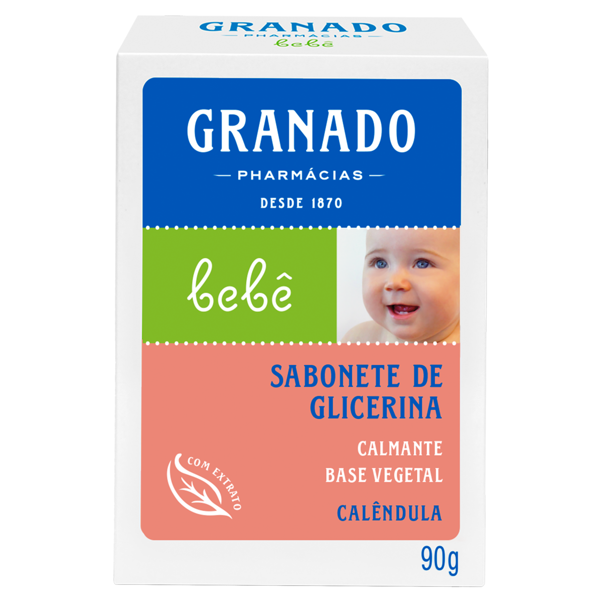 Sabonete Barra de Glicerina Calêndula Granado Bebê Caixa 90g