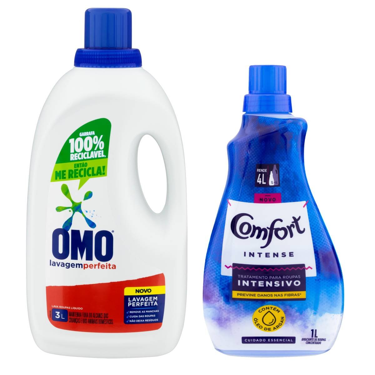 Kit com 1 Lava Roupas OMO Liquido 3 Litros  + 1 Amaciante Comfort Intense Original 1 Litro