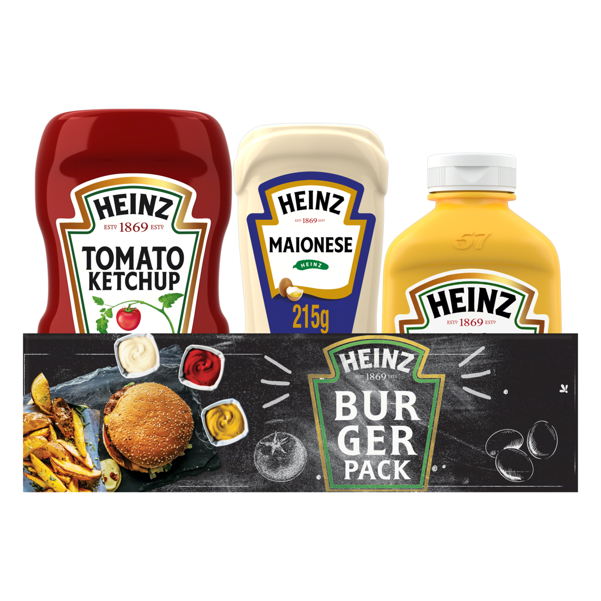 Kit Ketchup Tradicional 397g + Maionese 215g + Mostarda 255g Heinz
