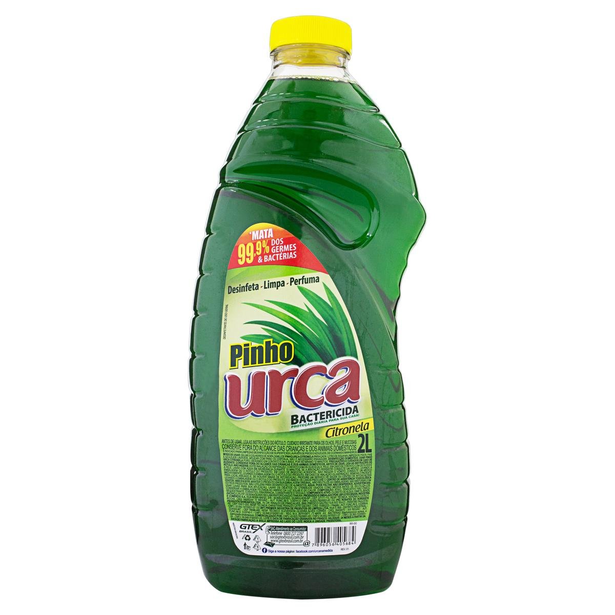 Desinfetante Bactericida Citronela Pinho Urca Frasco 2l