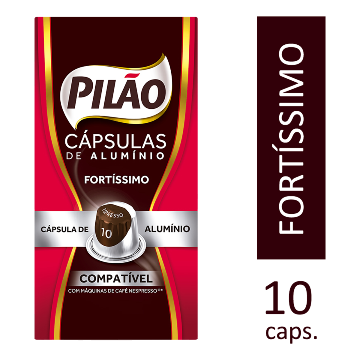 Café em Cápsula Torrado e Moído Espresso Fortíssimo Pilão Caixa 52g 10 Unidades