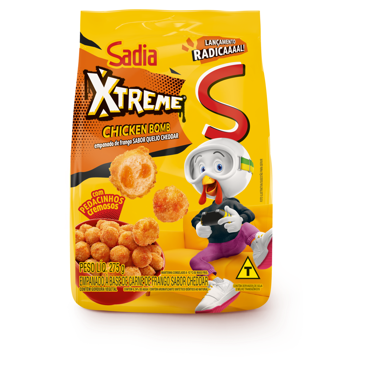Empanado de Frango Queijo Cheddar Sadia Xtreme Chicken Bomb Pacote 275g