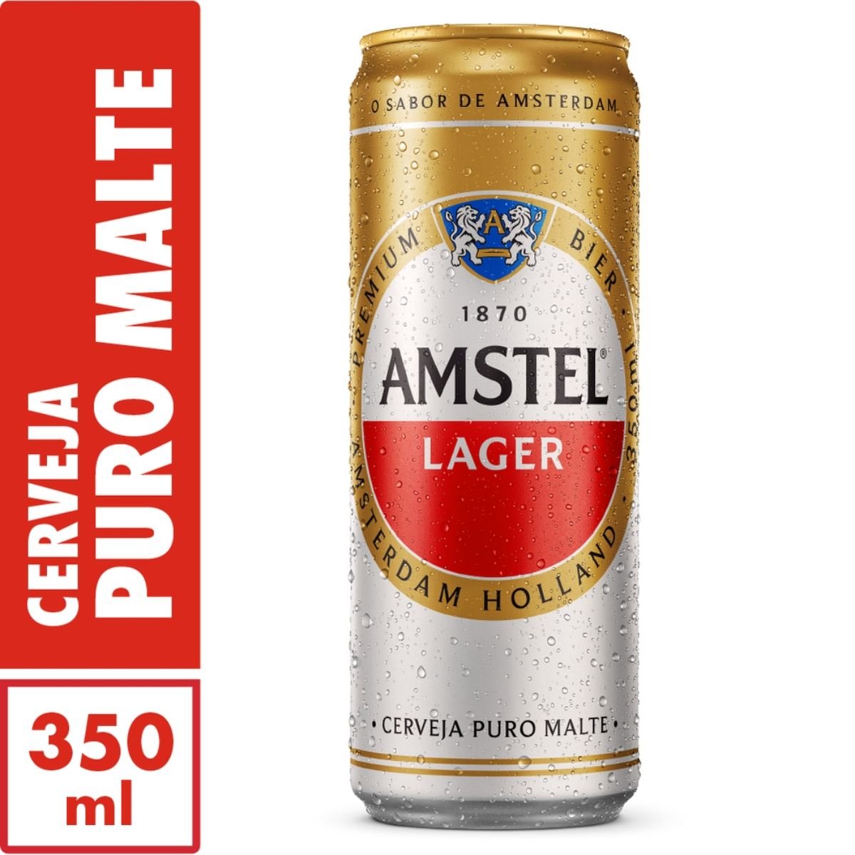 Cerveja Lager Puro Malte Amstel Lata 350ml