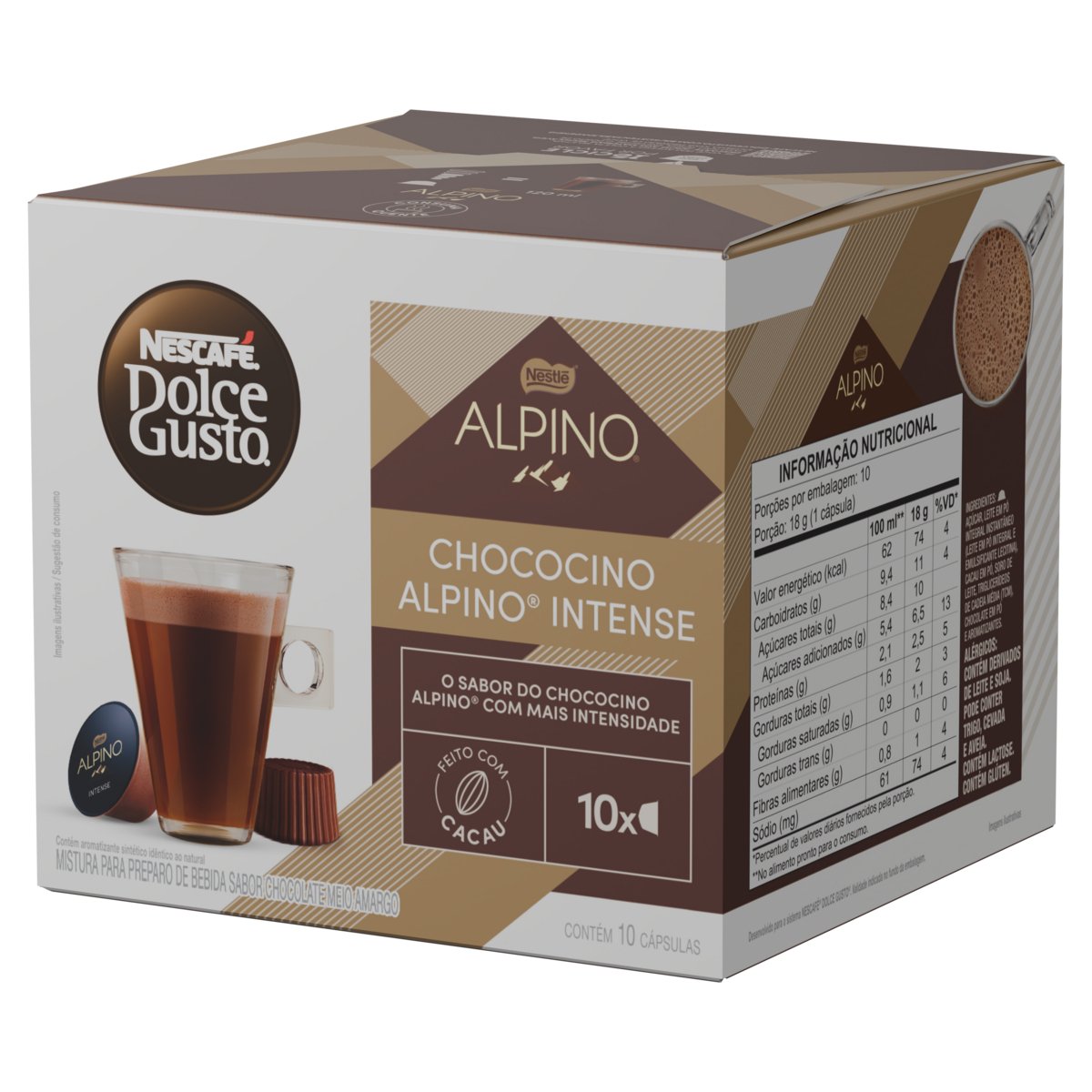 Chococino em Cápsula Alpino Intense Nescafé Dolce Gusto Caixa 180g 10 Unidades