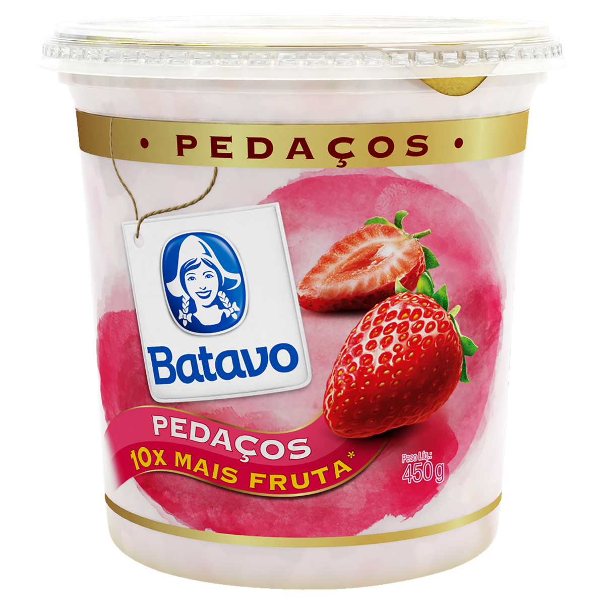 Iogurte Integral Morango Batavo Pedaços Pote 500g
