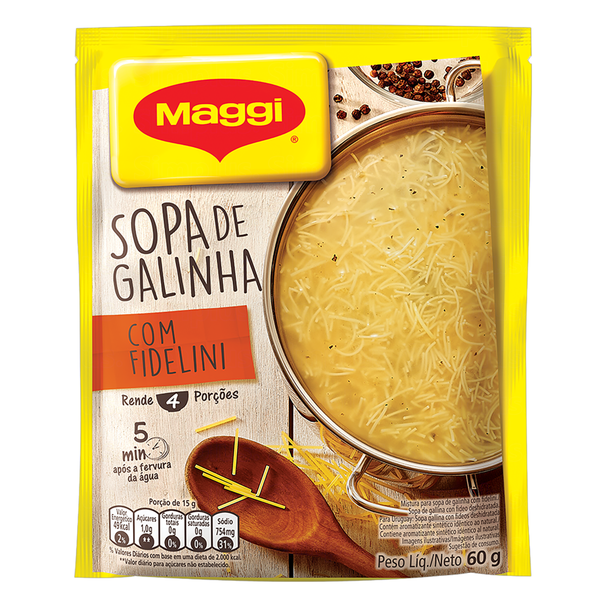 MAGGI Sopa Galinha com Fidelini Sachê 60g