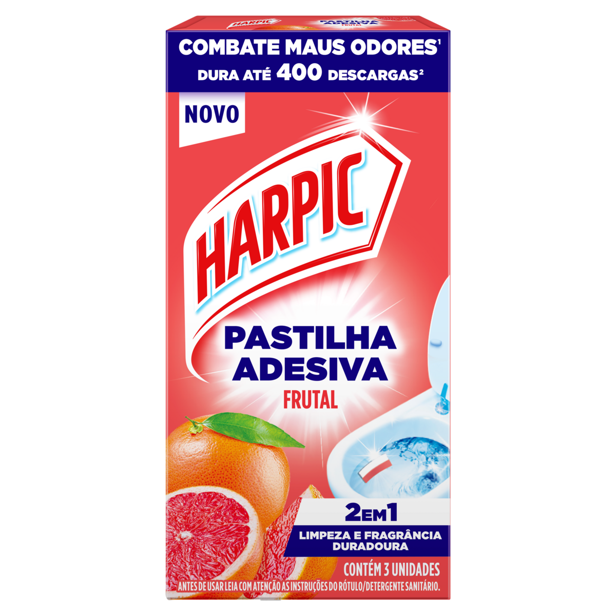 Detergente Sanitário Pastilha Adesiva Citrus Harpic 3 Unidades