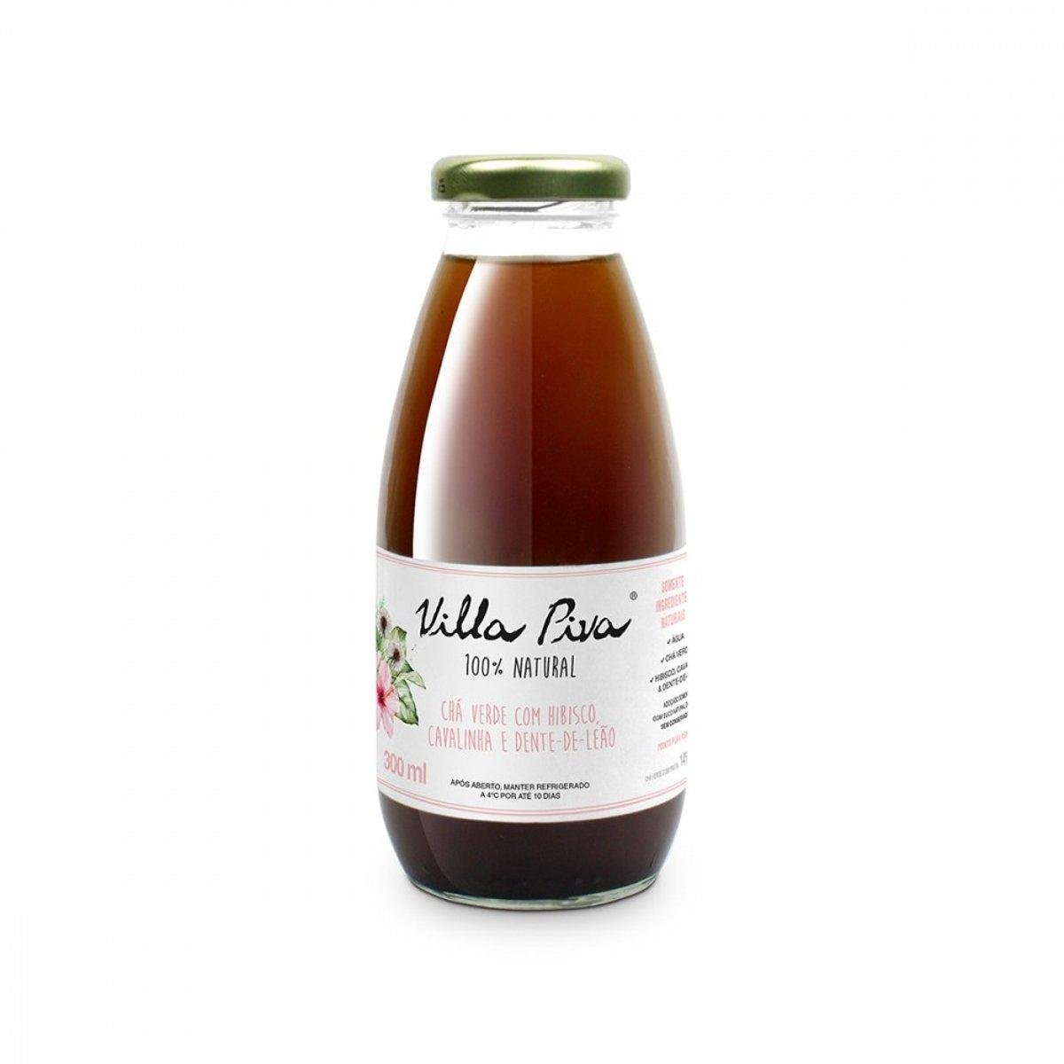 Chá Verde Hibisco, Cavalinha e Dente-de-Leão Villa Piva Garrafa 300ml