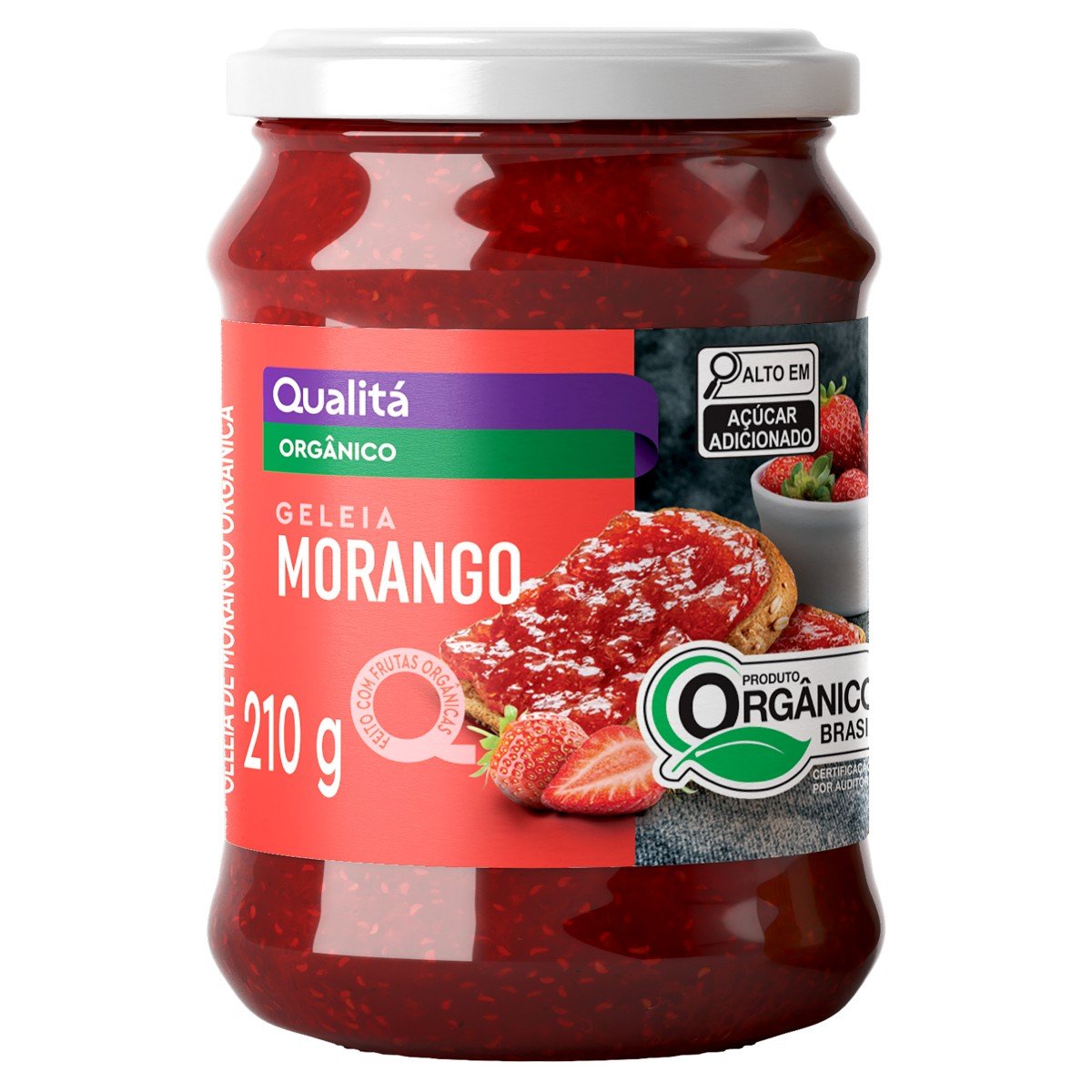 Geleia Orgânica Morango Qualitá Vidro 210g