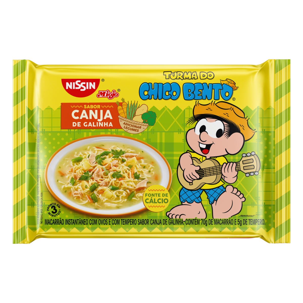 Macarrão Instantâneo Canja de Galinha Turma do Chico Bento Nissin Miojo Pacote 75g