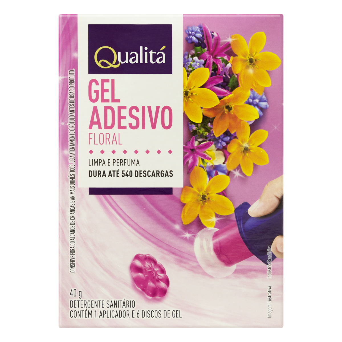 Detergente Sanitário Gel Adesivo com Aplicador Floral Qualitá 40g