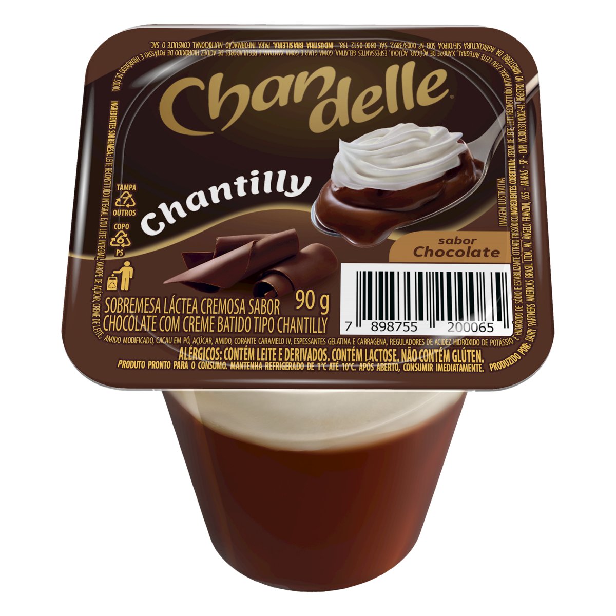 Sobremesa Láctea com Chantilly Chocolate Chandelle Copo 90g