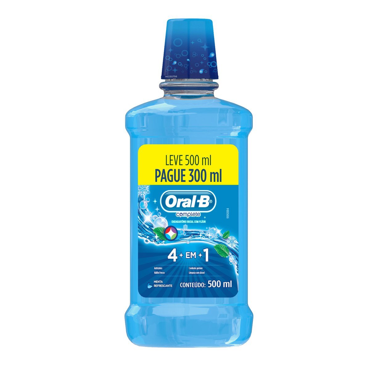 Enxaguante Bucal Zero Álcool Menta Refrescante Oral-B Complete Limpeza Profunda Frasco Leve 500ml Pague 300ml