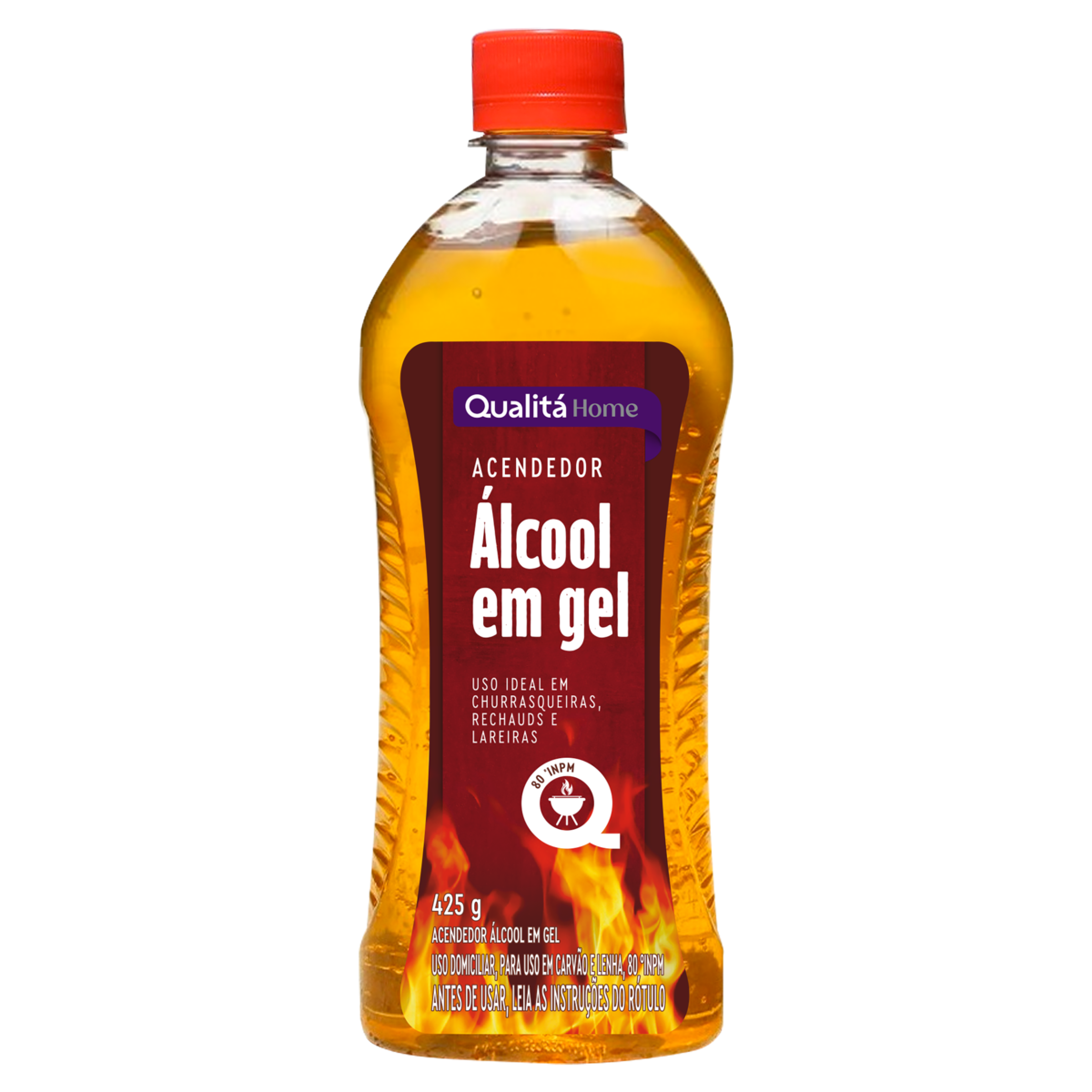 Acendedor Gel para Carvão e Lenha 80° INPM Qualitá Home Squeeze 425g