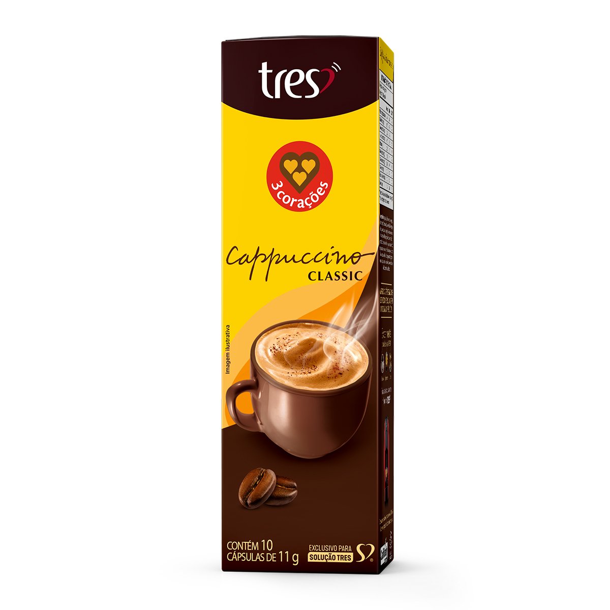 Cappuccino em Cápsula Classic 3 Corações Caixa 10 Unidades 11g Cada