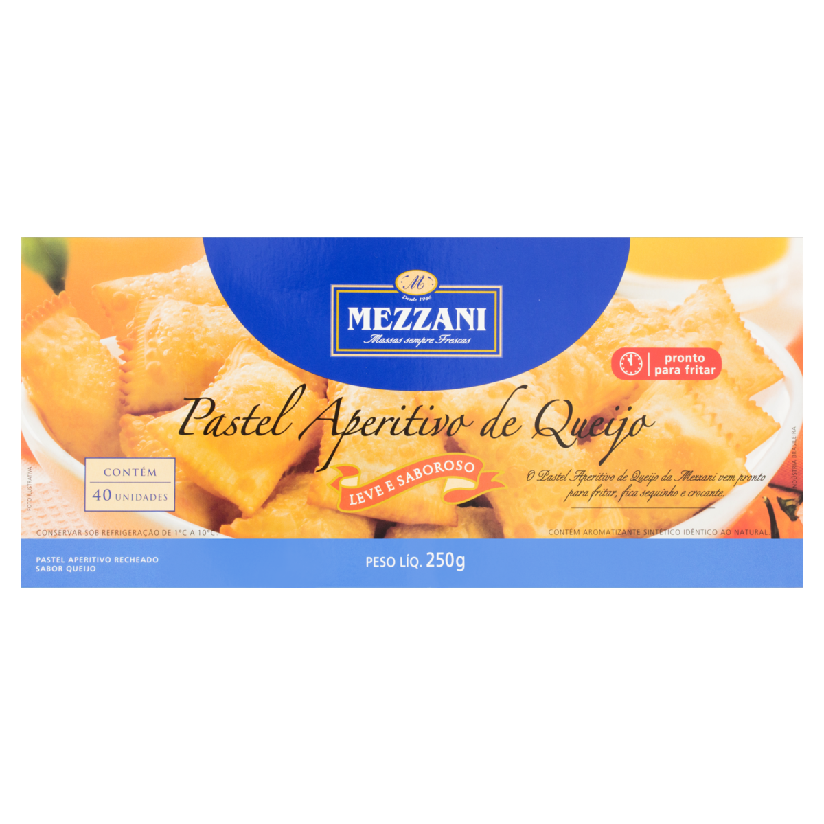 Pastel Congelado Queijo Mezzani Caixa 250g 40 Unidades