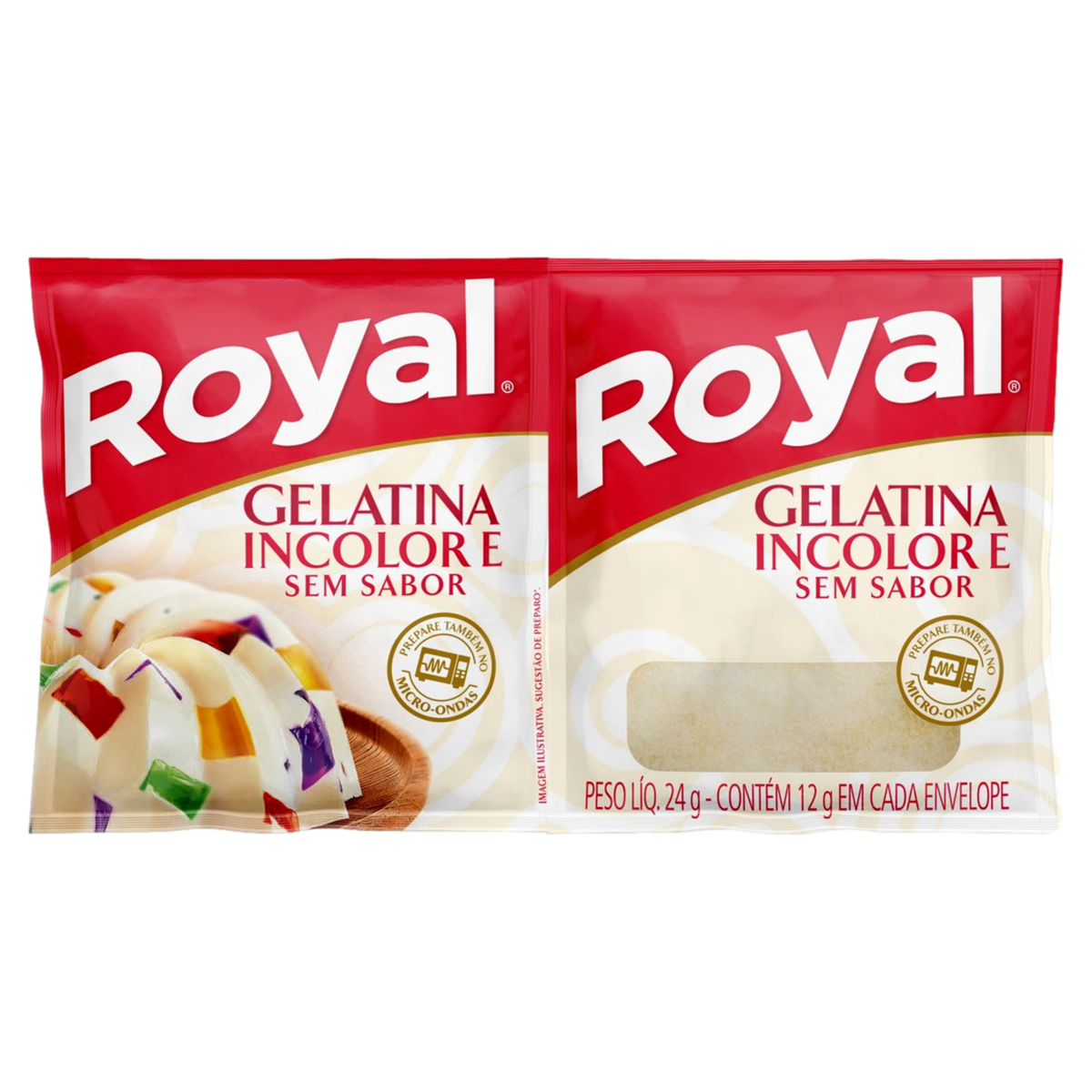 Gelatina em pó Royal sem sabor incolor 24g