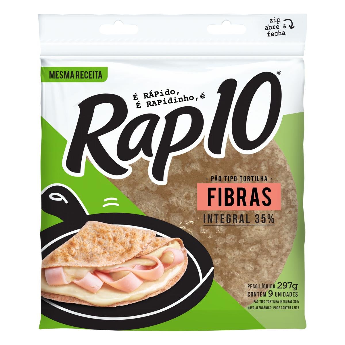 Pão Tortilha Integral Rap10 Pouch 297g