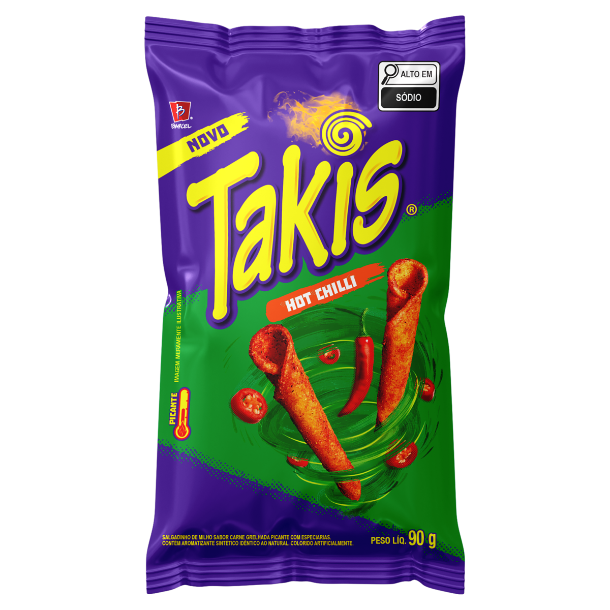 Salgadinho de Milho Picante Hot Chilli Takis Pacote 90g