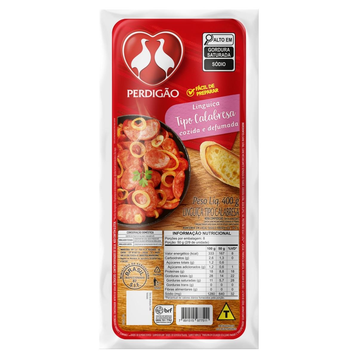 Linguiça Calabresa Cozida e Defumada Perdigão 400g